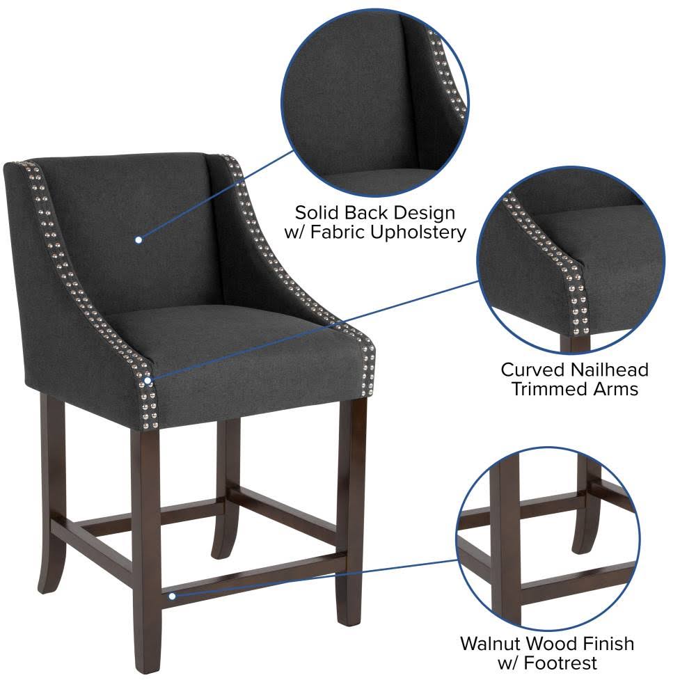 Light Gray Fabric Counter Height Stool W8566