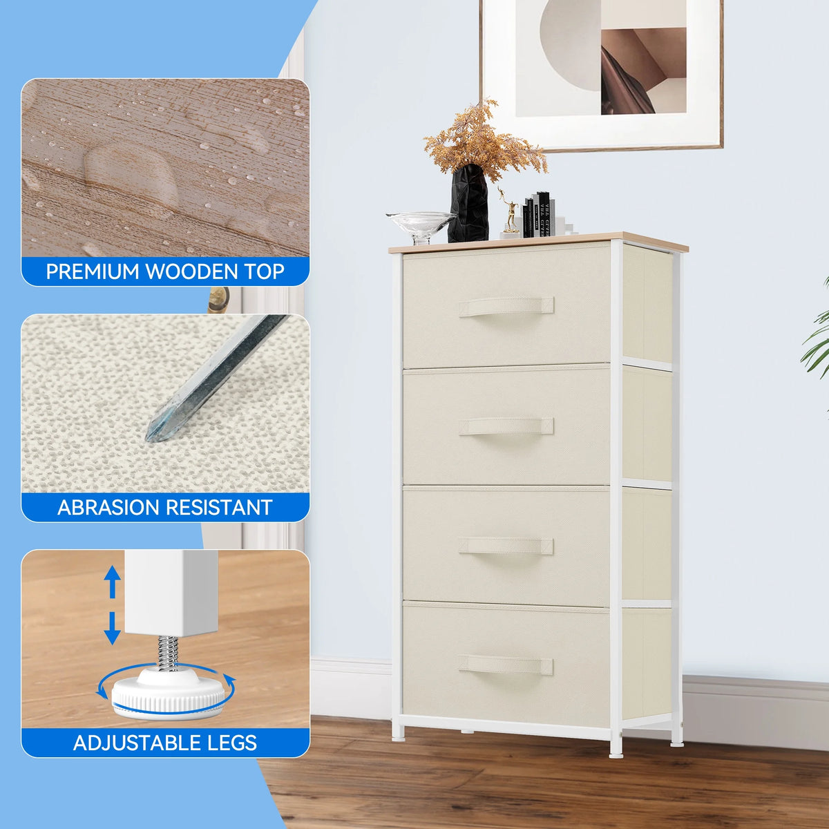 Fabric 4 Drawer Dresser N306