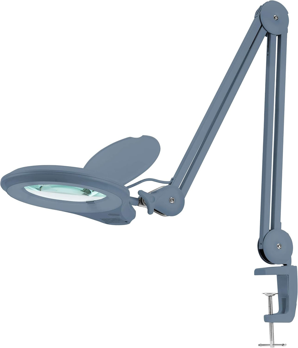 Gray 5 Inches Diameter Lens LED Magnifying Lamp with Clamp F810