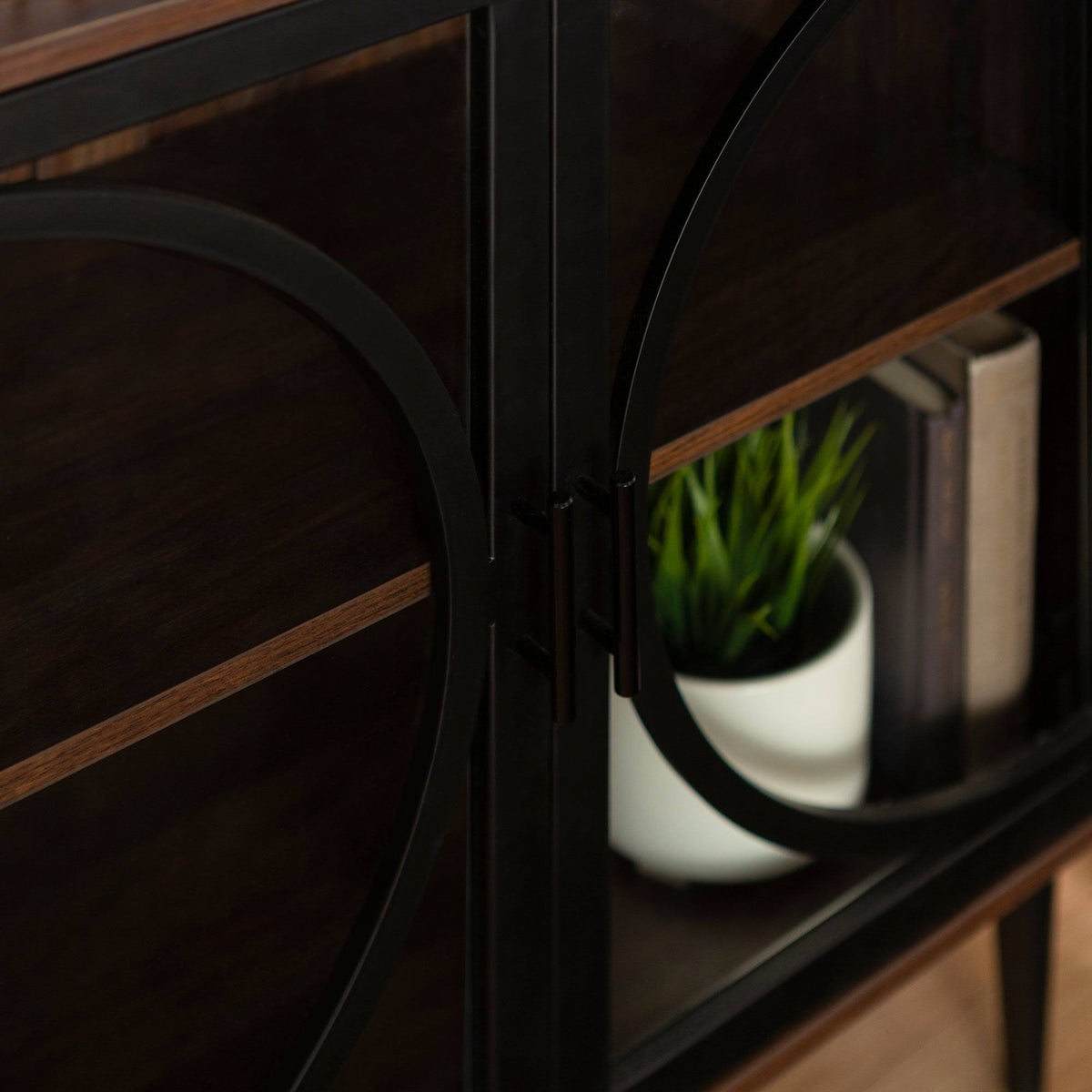 Metal and Glass Door Accent Console G35673