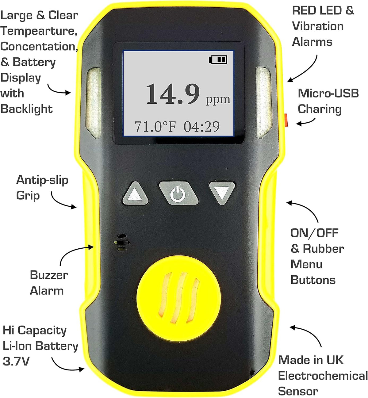 H2S Detector & Analyzer with Probe, 0-100ppm U901893