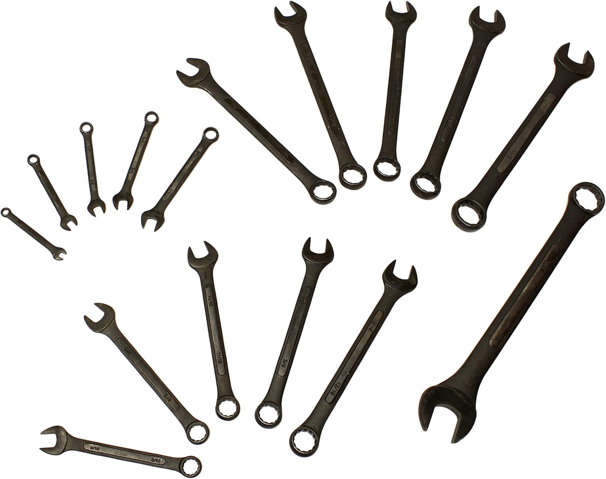 16 Pc SAE Combination Wrench Set with Roll Up Pouch P6413