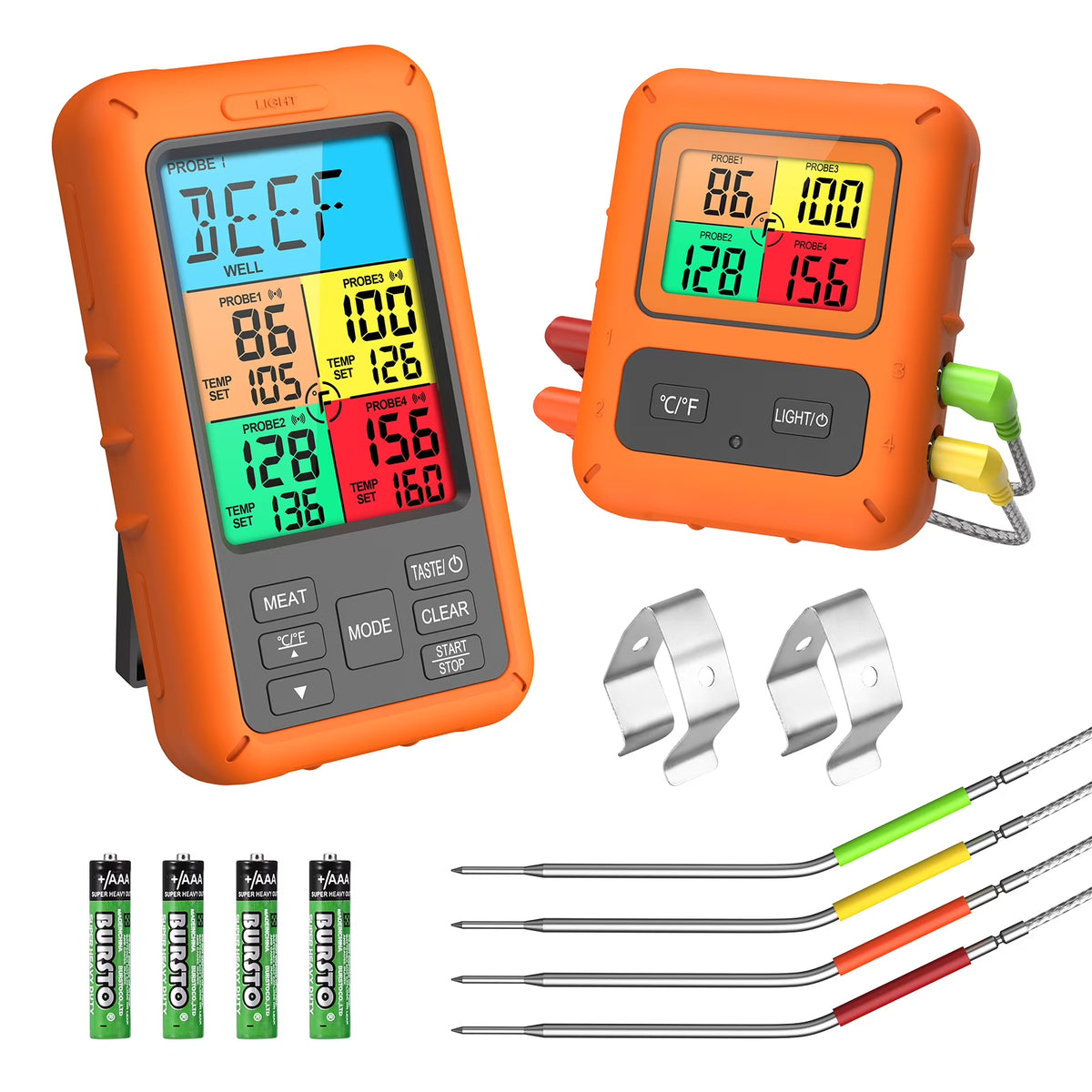Wireless Meat Thermometer with 4 Meat Probes U92575