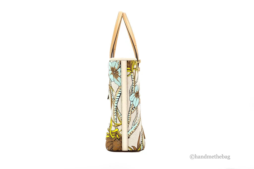 Small Climbing Palms Printed Canvas Tote Handbag O350883