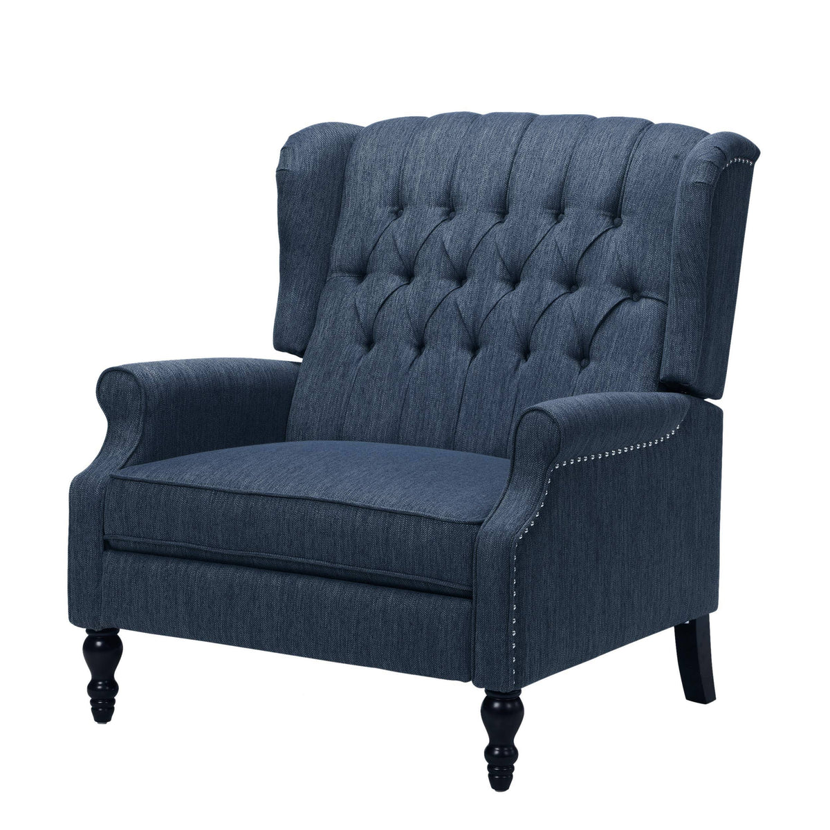 Navy Blue Oversized Fabric Push Back Recliner C224