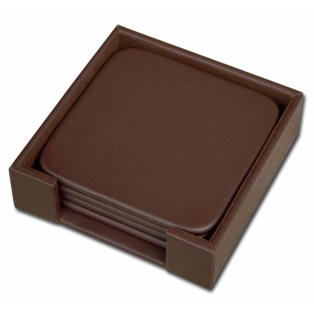 Chocolate Brown Leather Coaster Set M51993