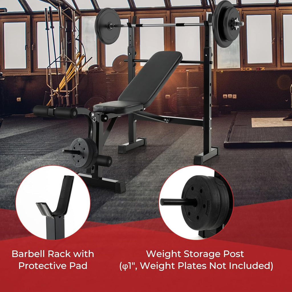 Adjustable Weight Bench with Squat Racks D996