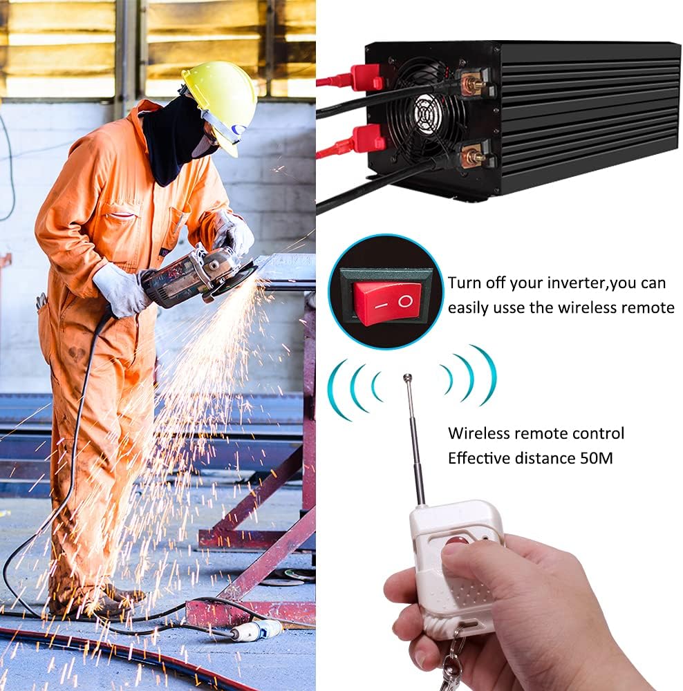 1000 Watt Pure Sine Wave Inverter 12v DC to 110/120v AC J2105