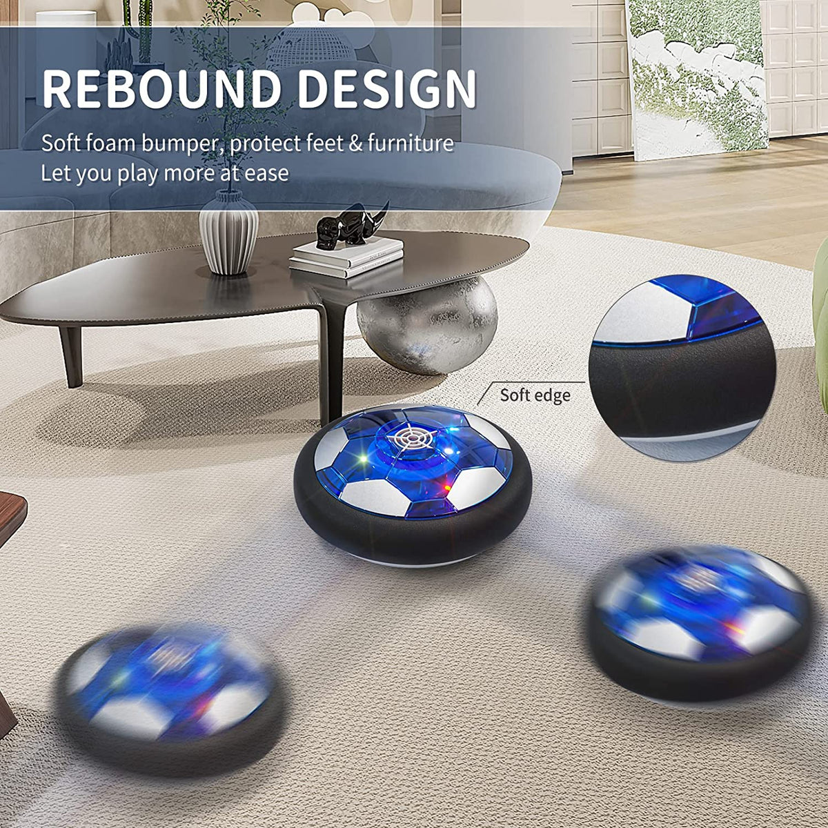 Hover Soccer Ball Set of 2 with LED Lights and Soft Foam Bumpers T92859