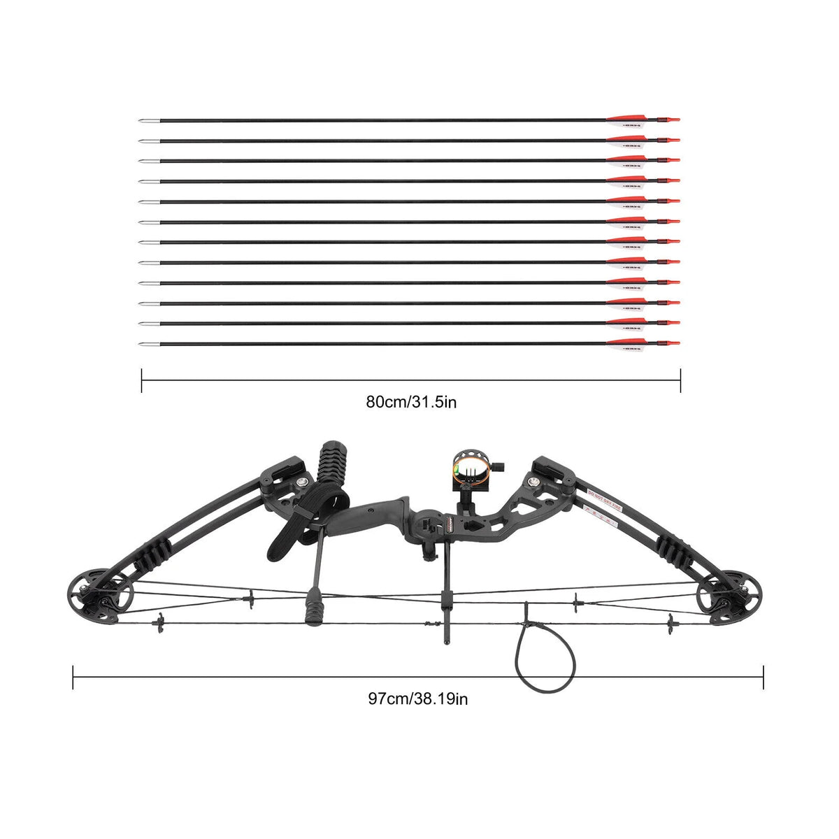 Compound Bow with 12 Arrows, 24-29.5 inches Draw Distance, 310FPS G256