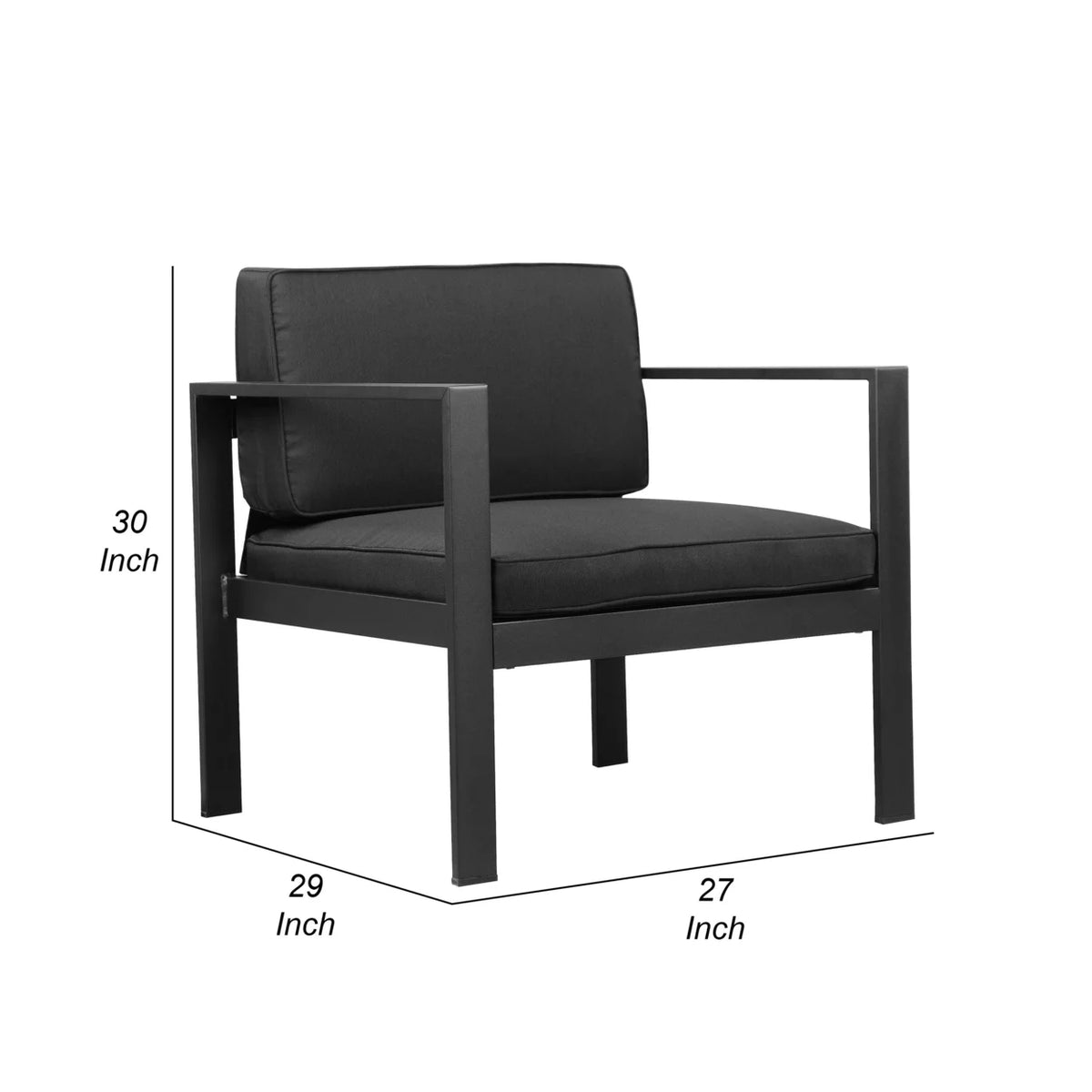 29 Inch Jet Black Aluminum Armchair Y1992