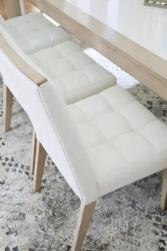 White & Beige Upholstered Side Chair, 2 Count C95509