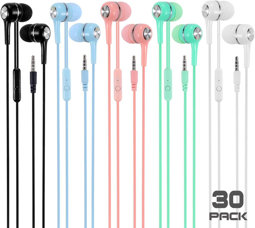 50 Packs Multi Colored Earbuds Headphones with Microphone U799