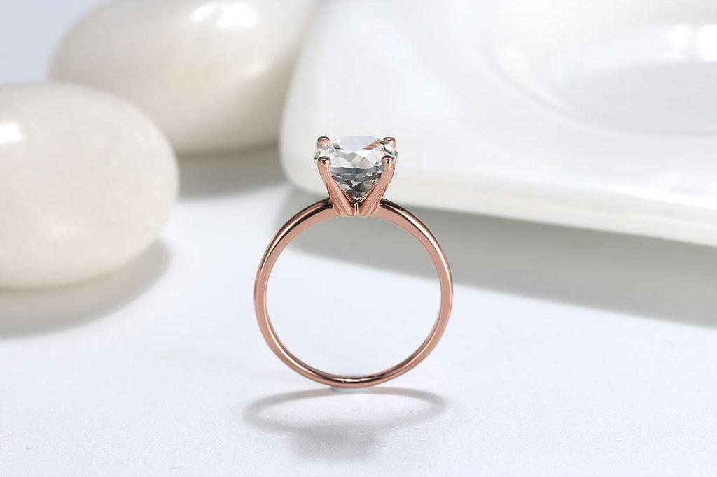 3Ct Topaz Rose Sterling Silver Engagement Ring D49858