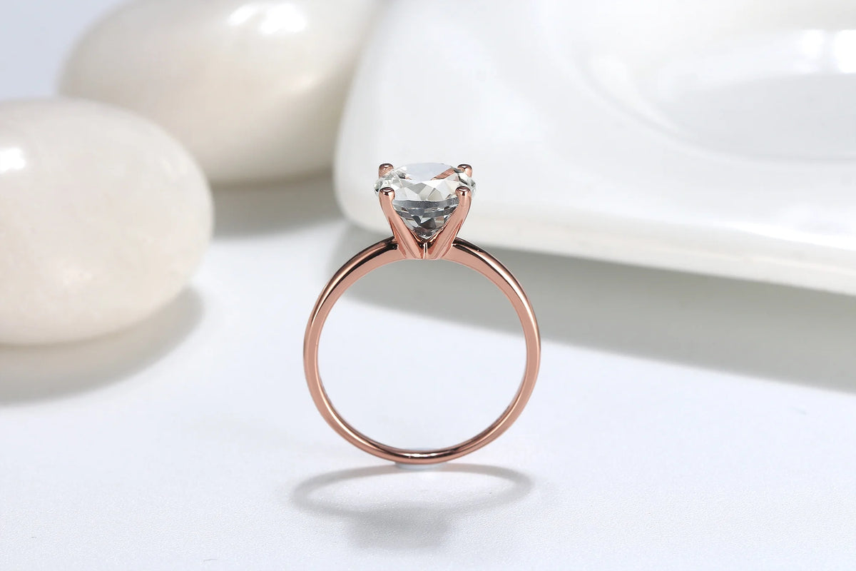 3Ct Topaz Rose Sterling Silver Engagement Ring D49858