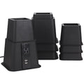 Black Adjustable Bed Riser with Power Outlet and USB Ports Set of 4 T886934