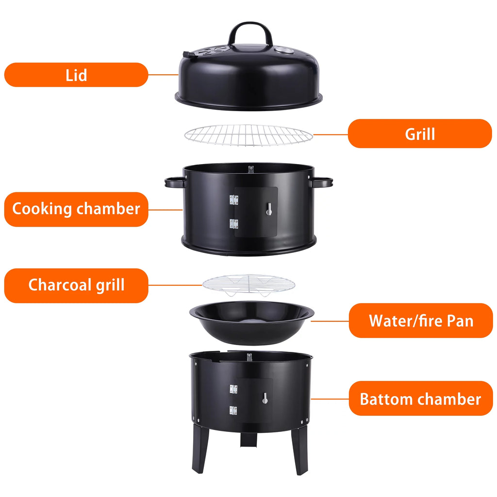 Portable Charcoal Smoker Grill S312939
