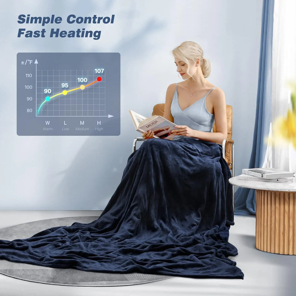 Electric Heated Blanket Twin Size Blue B4455