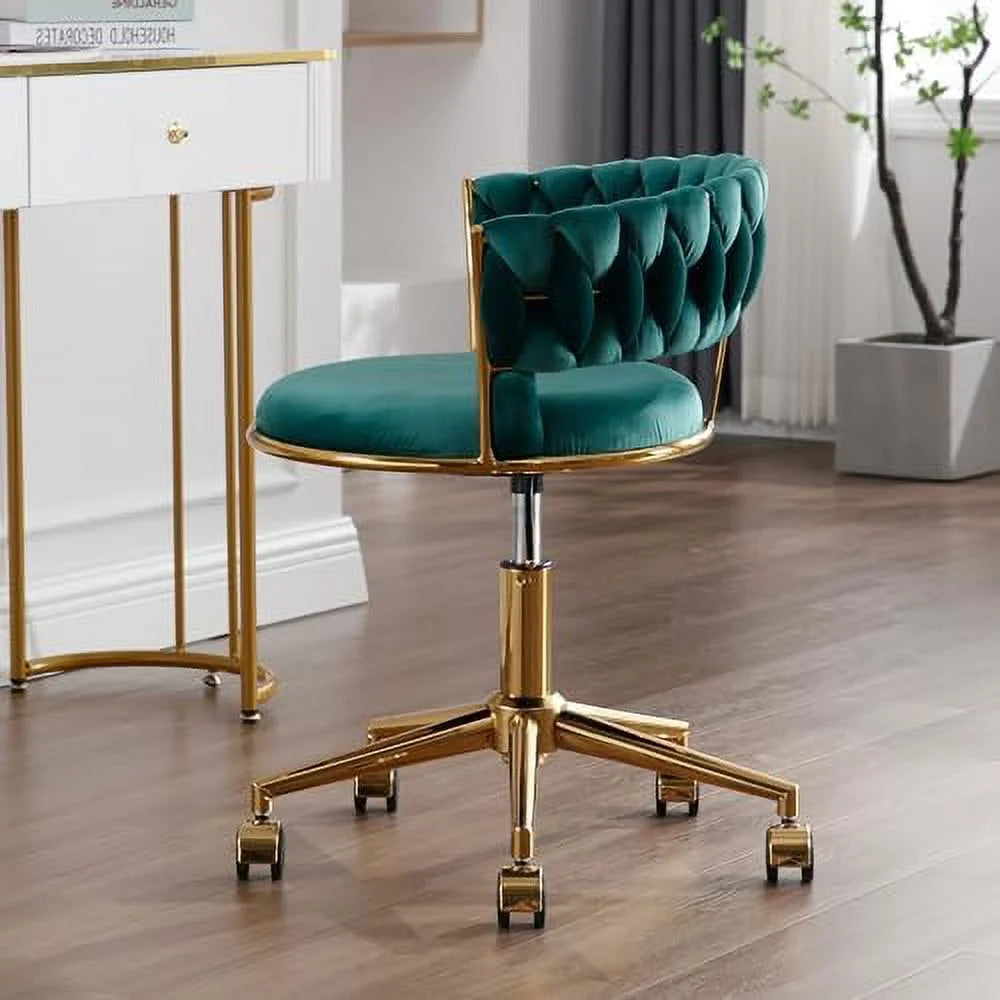 Dark Blue Velvet Desk Chair with Wheels G452443