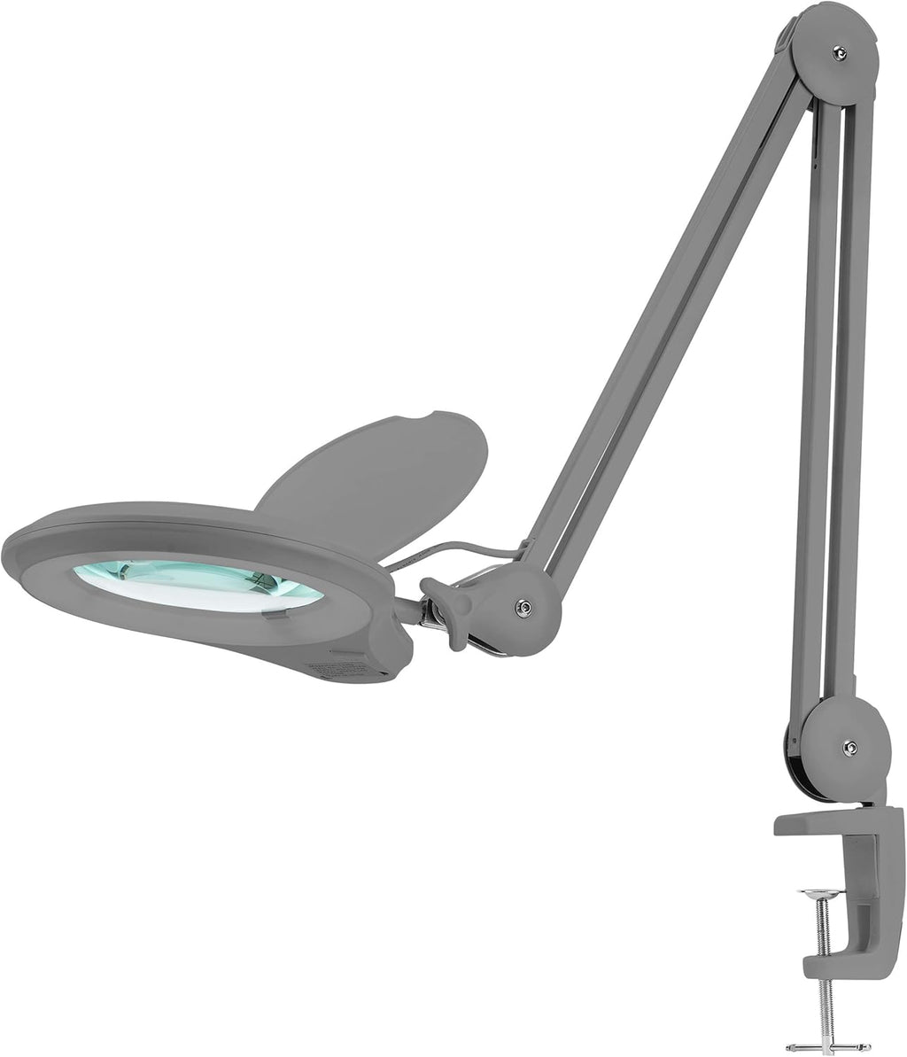 Gray 5 Inches Diameter Lens LED Magnifying Lamp with Clamp F810