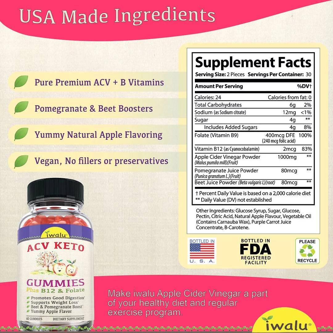 Keto ACV Gummies Digestive Supplement 60 CT V681