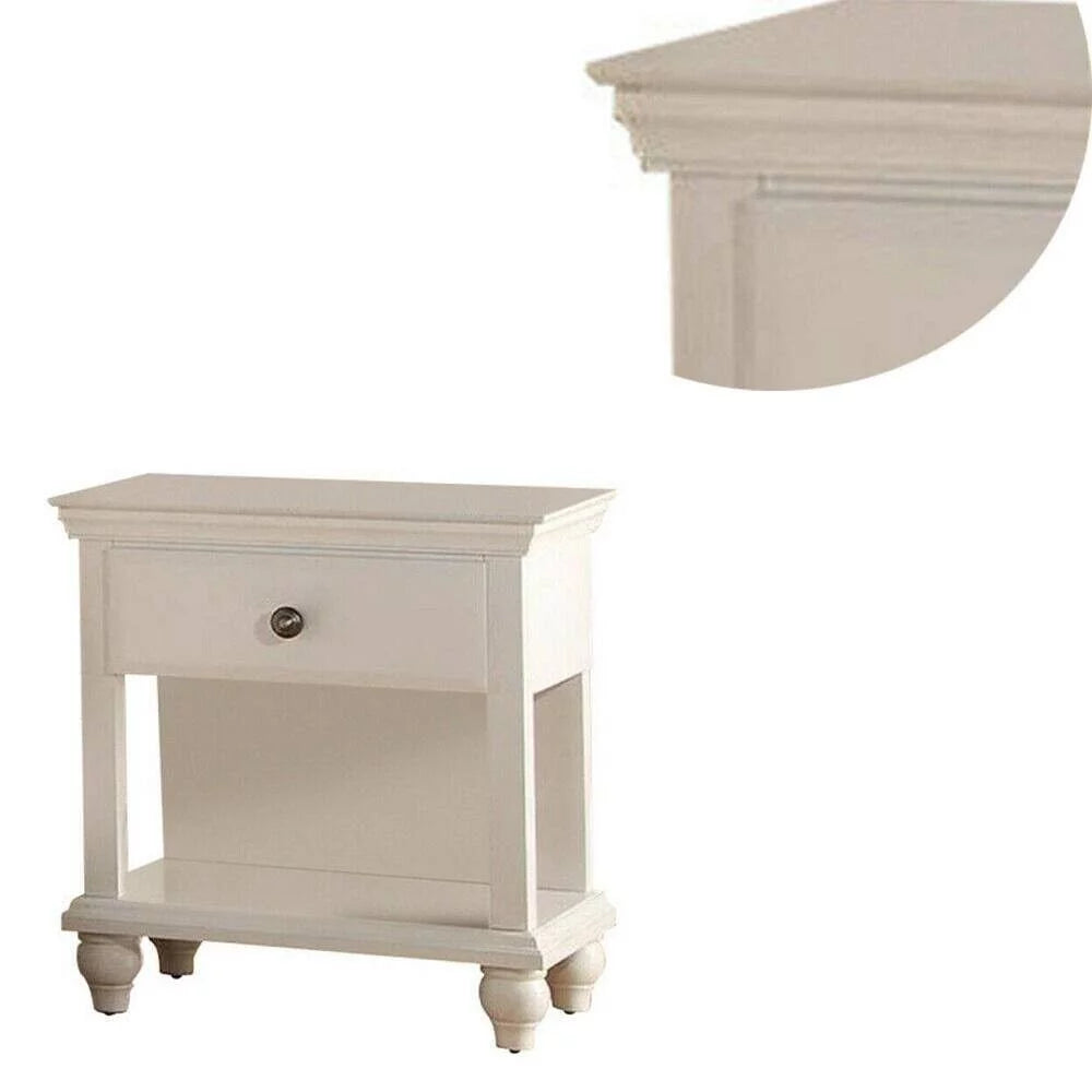 King Size Bed with 2 Nightstands White Faux Leather D2186