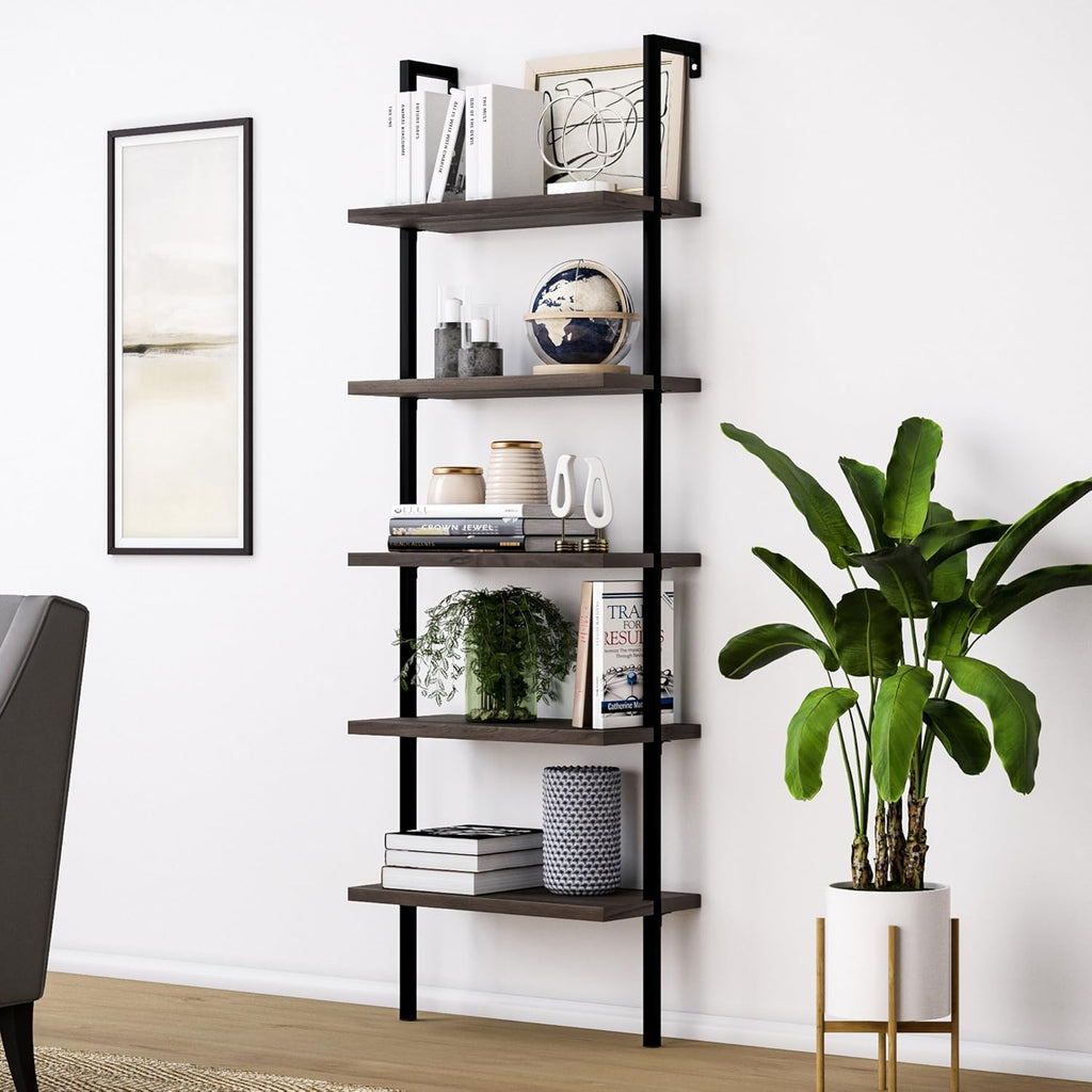 White 3-Shelf Wall Mount Bookshelf with Metal Frame L350