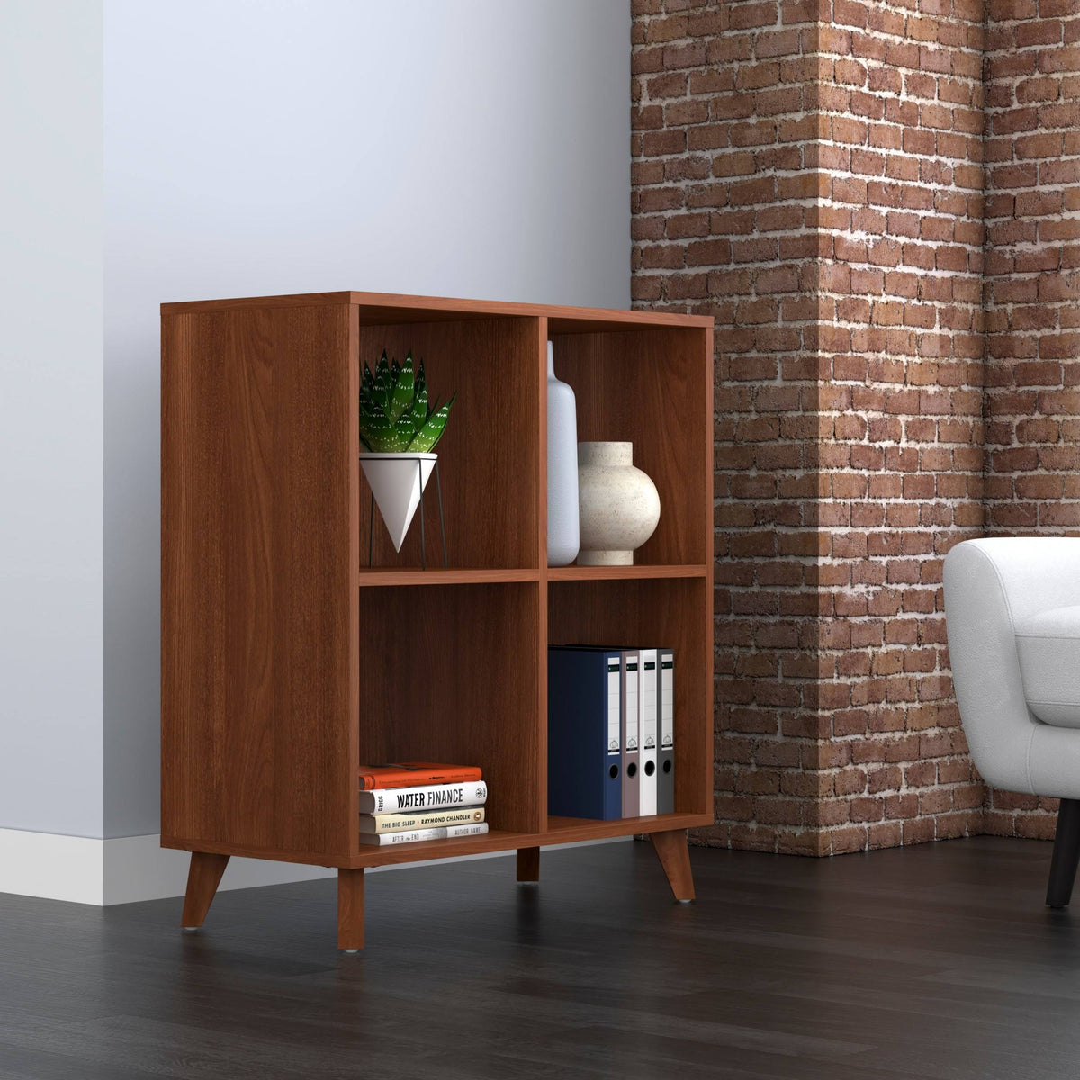 Light Walnut Modern Cube Bookcase K5489