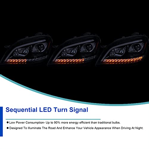 Chrome Projector LED Sequential Signal Headlights Left + Right Pair W78894