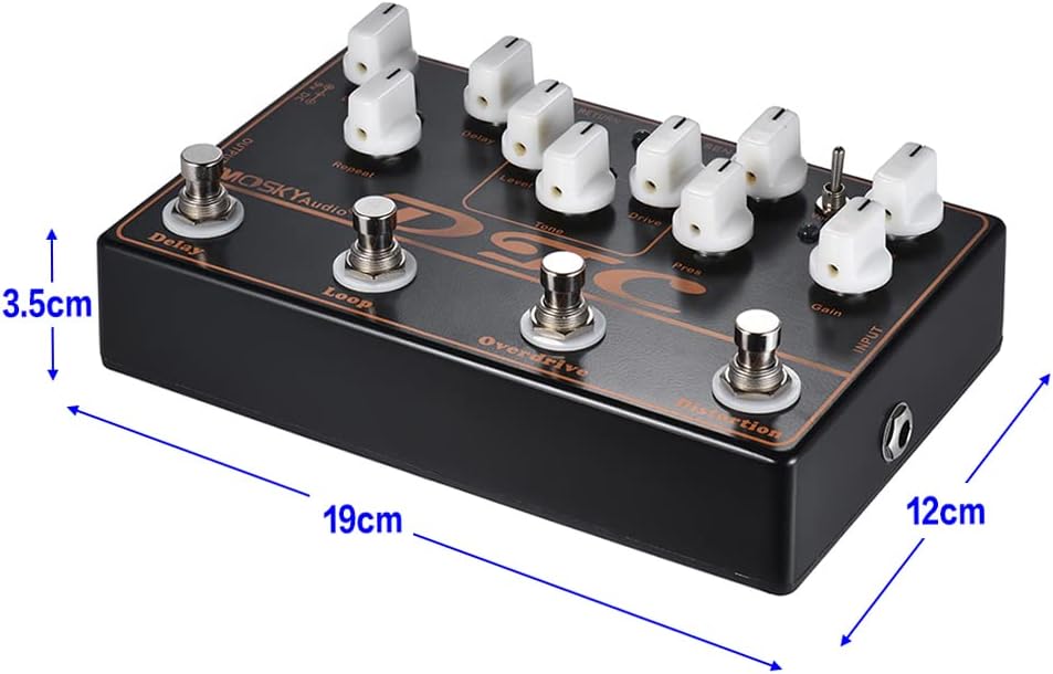 4-in-1 Electric Guitar Effects Pedal Distortion Overdrive Loop Delay M60559
