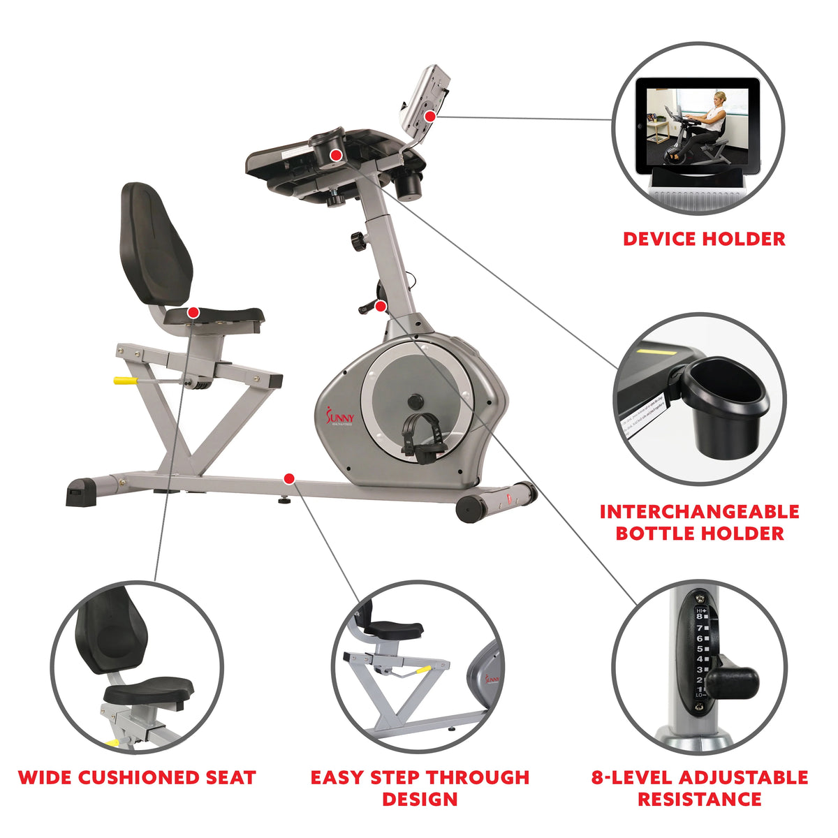 Magnetic Indoor Recumbent Exercise Desk Bike 350 lb Weight Capacity K537155