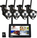 Portable LCD Security Camera System Wireless, 7" IPS Touchscreen Monitor with Battery, 4CH NVR and 4PCS 3MP Cameras with PIR Sensor, 32GB SD Card Included Z2793