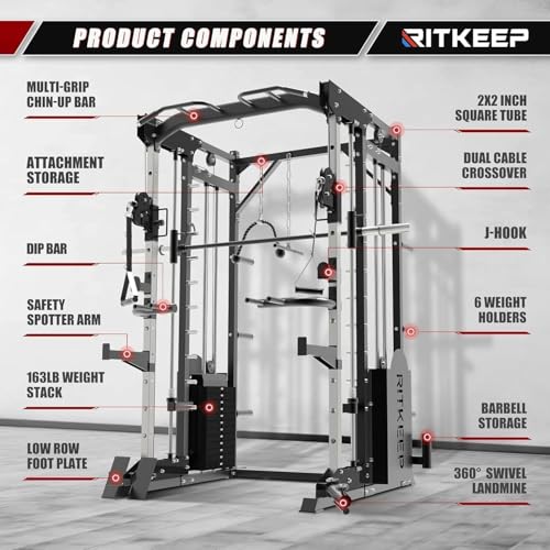 All-in-One Home Gym Equipment with 2200lb Load Capacity and 320lb Weight Stack Y72731