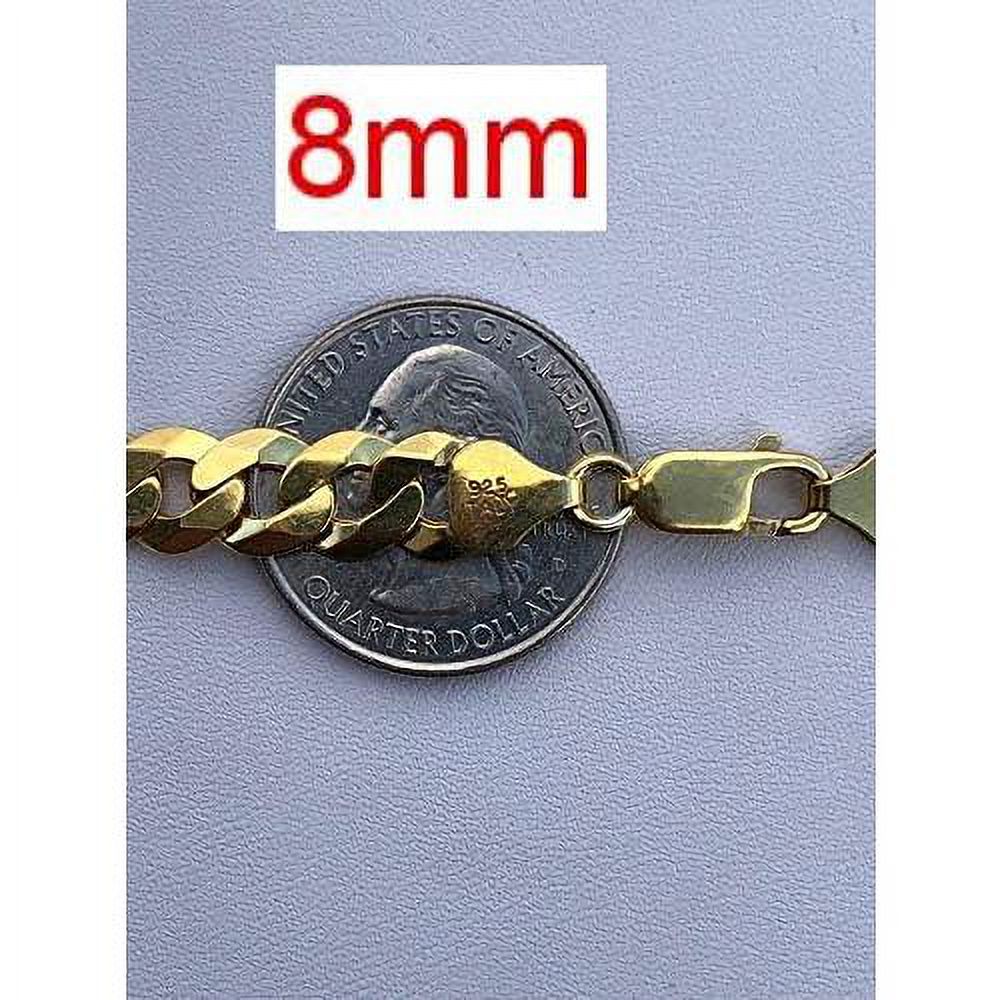 14k over solid 925 sterling silver flat cuban chain necklace C445430