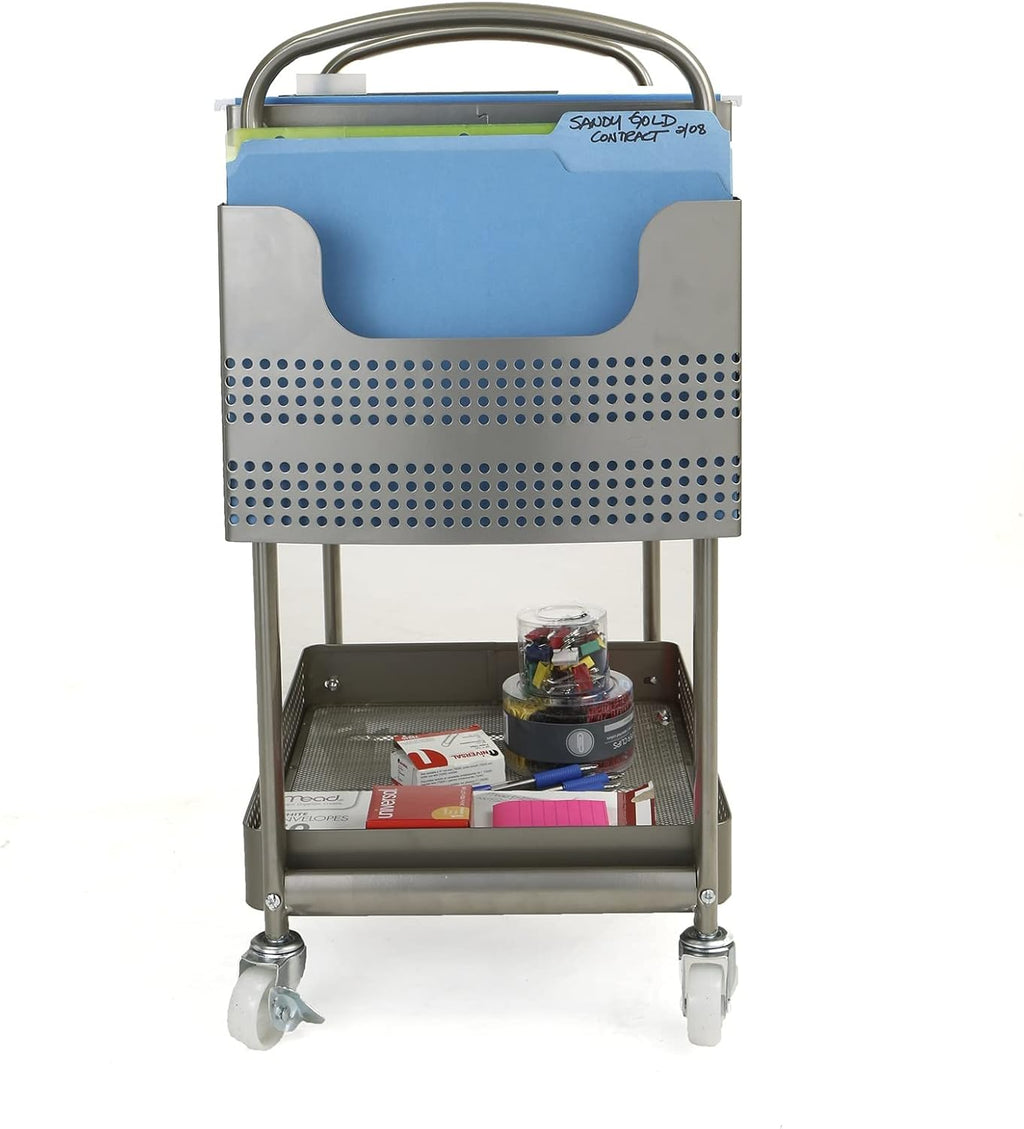 Silver Metal Mobile File Cart B24336