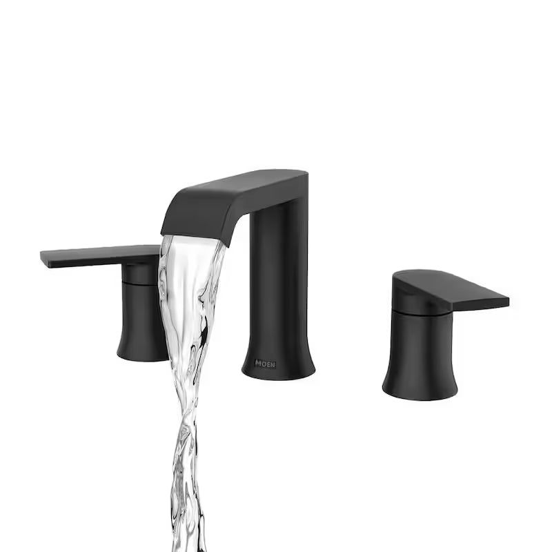 8 in. Widespread Double Handle Bathroom Faucet with Drain in Matte Black 2-Pack S647232