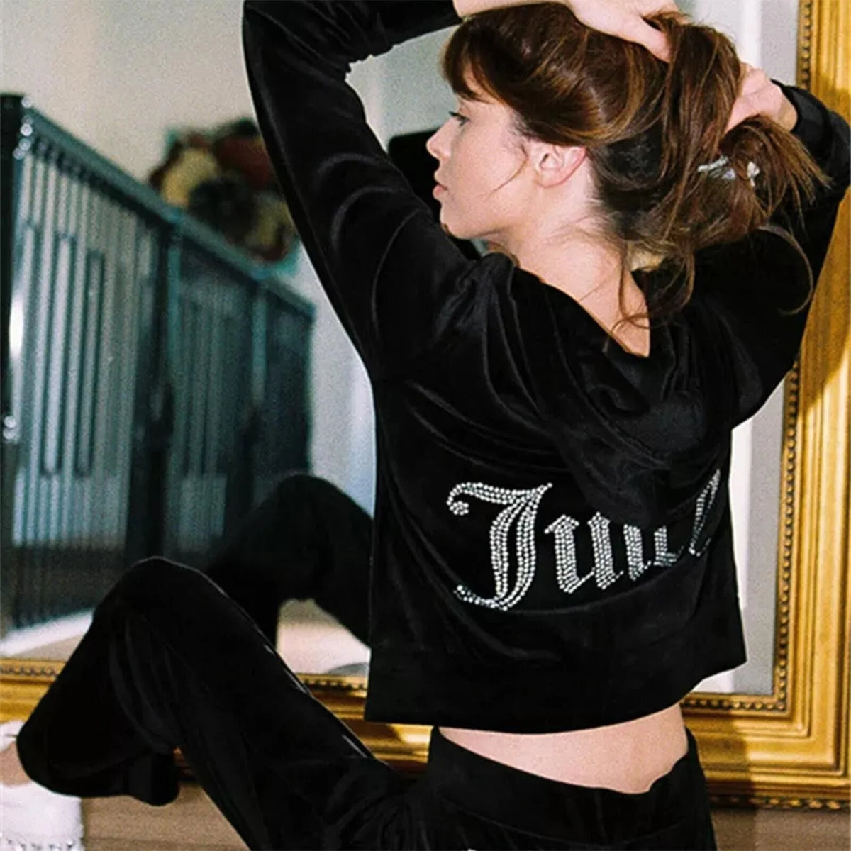 Velour 2-Piece Hoodie Tracksuit Set P80231