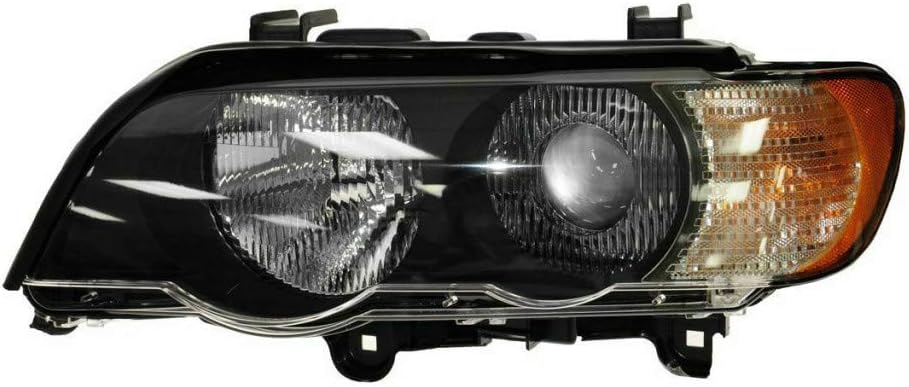 For BMW X5 Headlight Pair Driver and Passenger Side Black Housing I50114