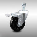 Hard Rubber Swivel Caster with 4x22 Wheel and 12mm Stem with Total Lock Brake O732