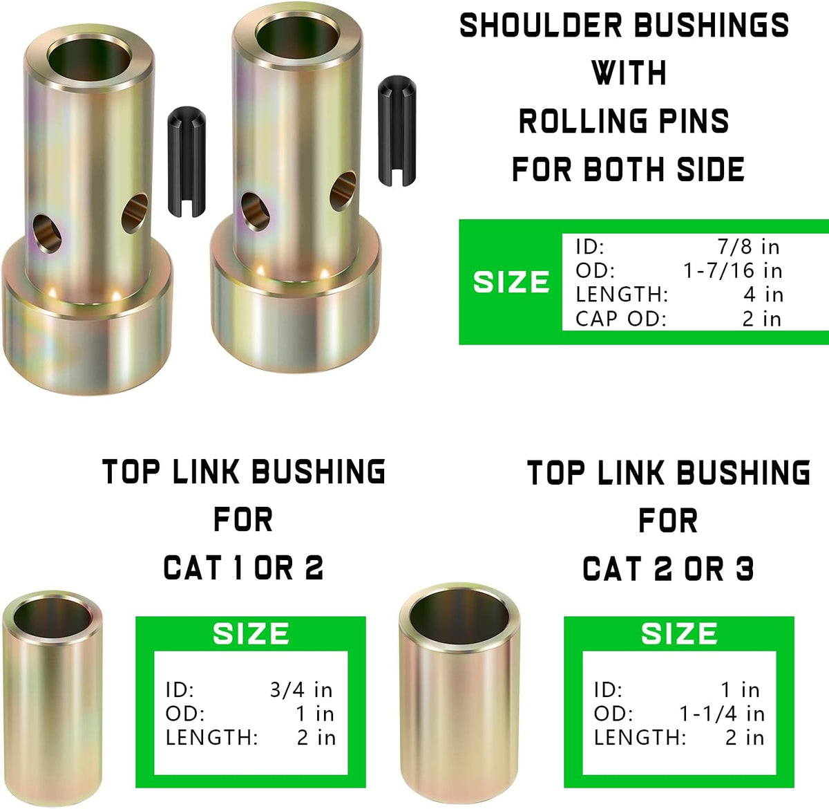 4 Pairs Cat 1 Quick Hitch Adapter Bushing Kit L580