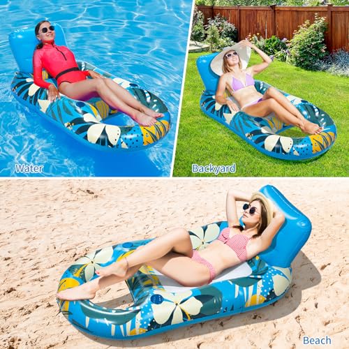 Heavy Duty Inflatable Pool Float with Cup Holder Backrest X918820