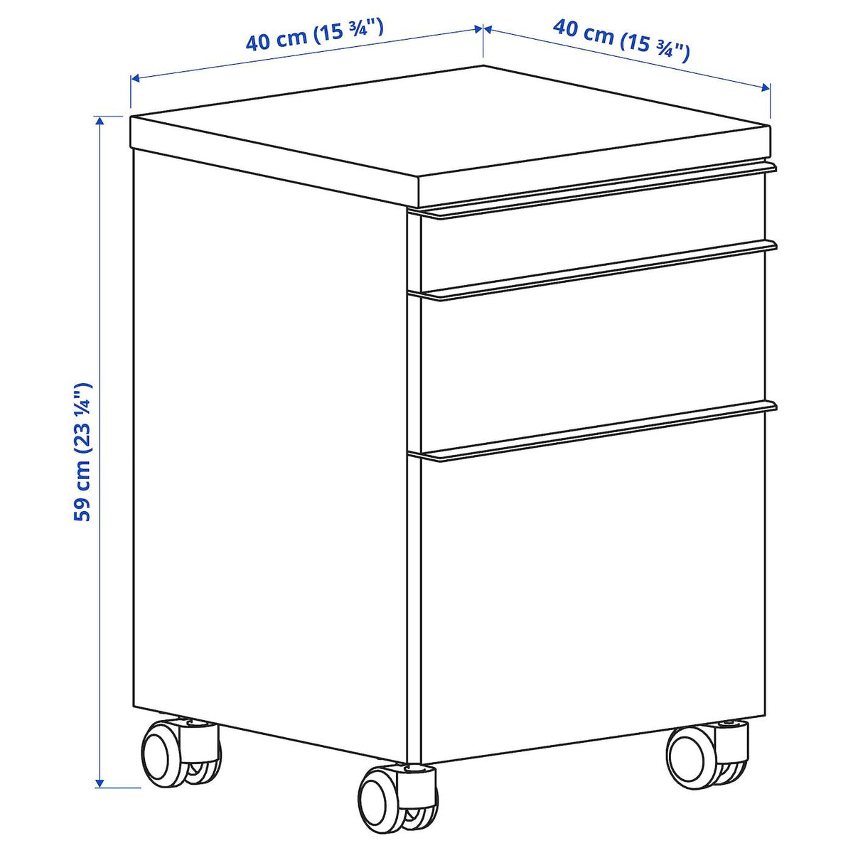 High Gloss White Drawer Unit on Casters U1243