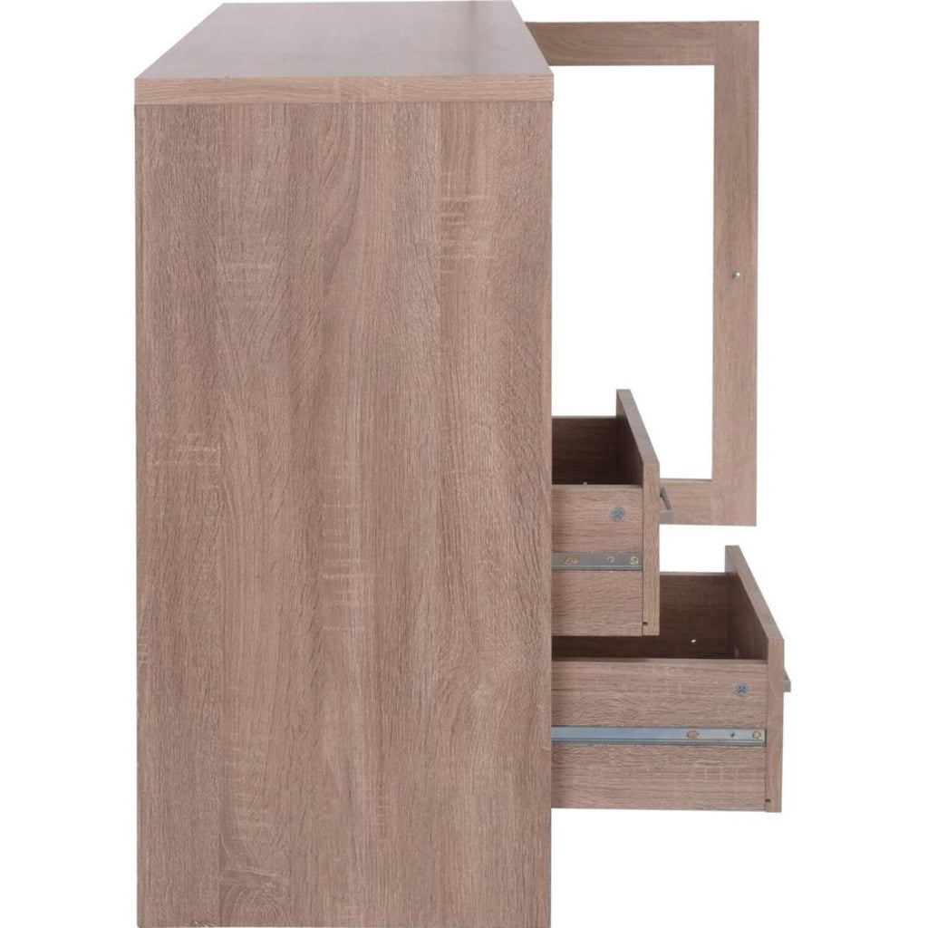 Contemporary Wooden Server with Side Door Storage Cabinets and Two Drawers Brown W277985