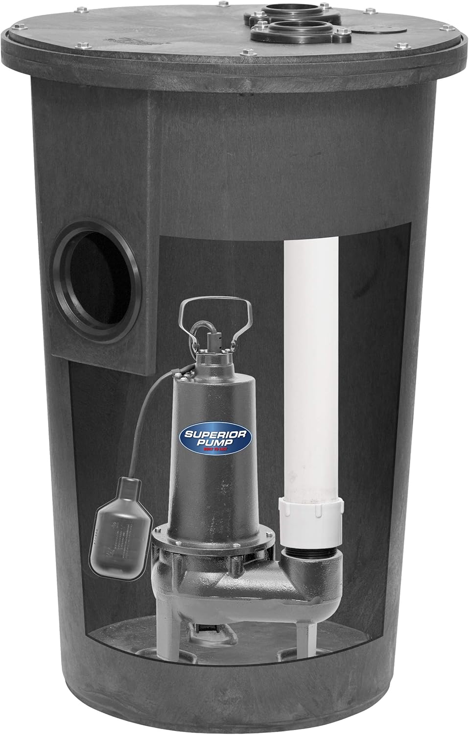 Cast Iron Tethered Float Switch Sewage Pump, 1/2 HP, Black A457802