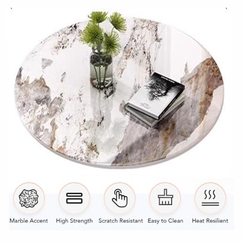 60/70/80cm Round Marble Dining Table with Metal Base R763426