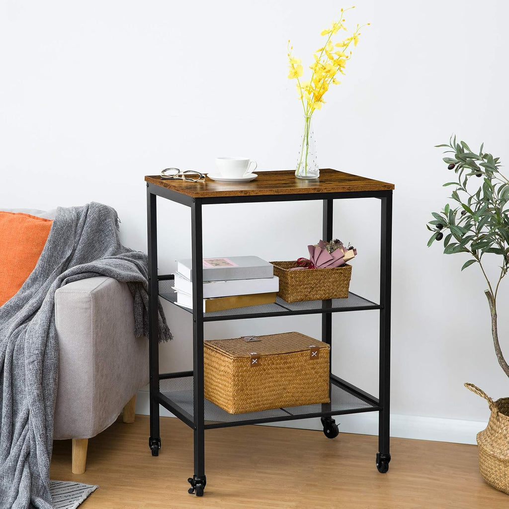 3-Tier Utility Cart on Wheels with Adjustable Feet R543101