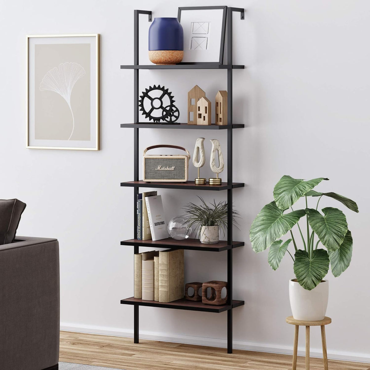 White 3-Shelf Wall Mount Bookshelf with Metal Frame L350