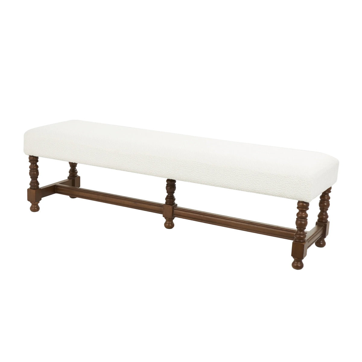 Fabric Bench with Brown Traditional Wood Turned Legs T66857