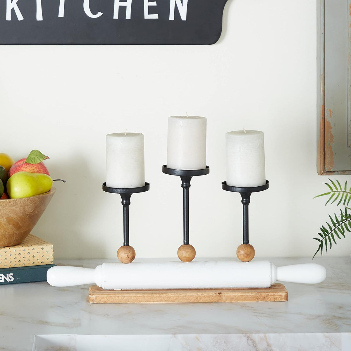 White Iron Candelabra Holds 10 Pillar Candle Holders S529