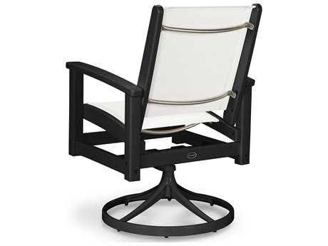 Satin White / White / Navy Blue Sling Swivel Rocker I1007